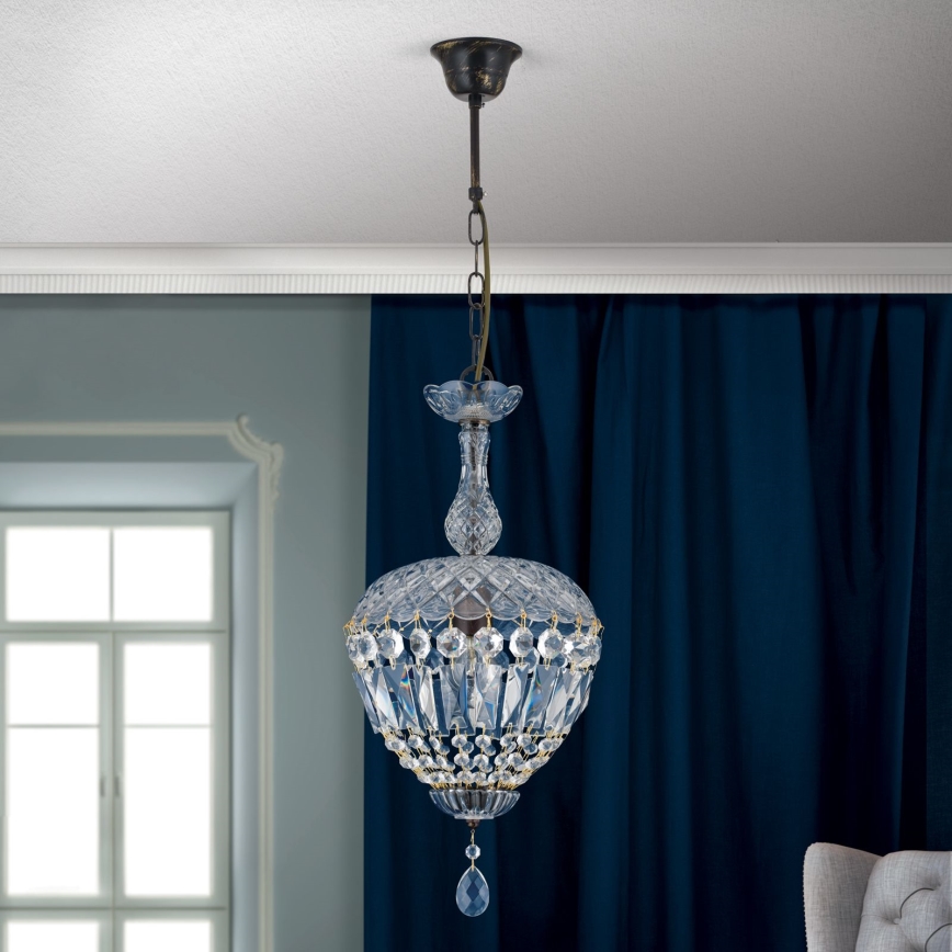 Kristall-lühter ARILA 1xE27/60W/230V d. 25 cm pruun/paatina