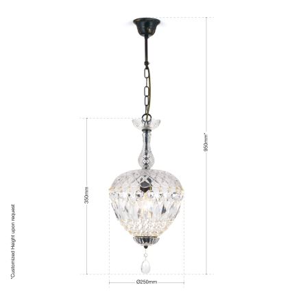 Kristall-lühter ARILA 1xE27/60W/230V d. 25 cm pruun/paatina