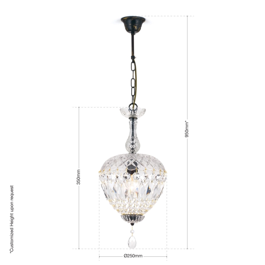 Kristall-lühter ARILA 1xE27/60W/230V d. 25 cm pruun/paatina