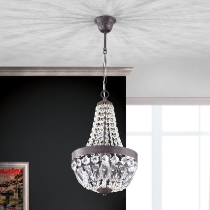 Kristall-lühter ARILA 1xE27/60W/230V d. 25,5 cm pruun/paatina