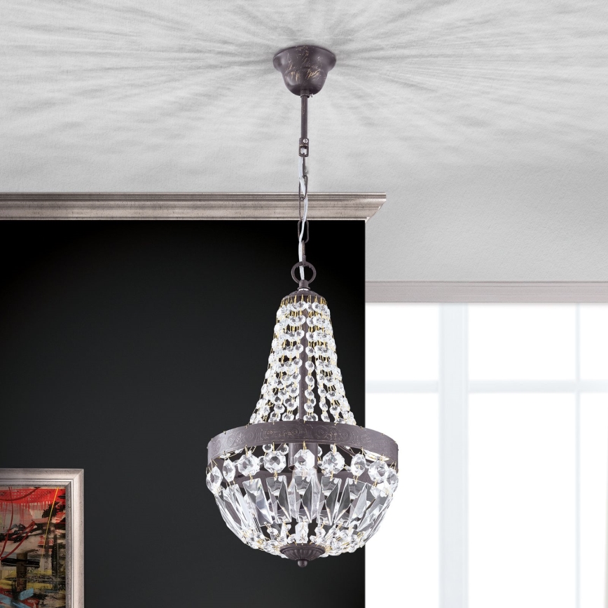 Kristall-lühter ARILA 1xE27/60W/230V d. 25,5 cm pruun/paatina
