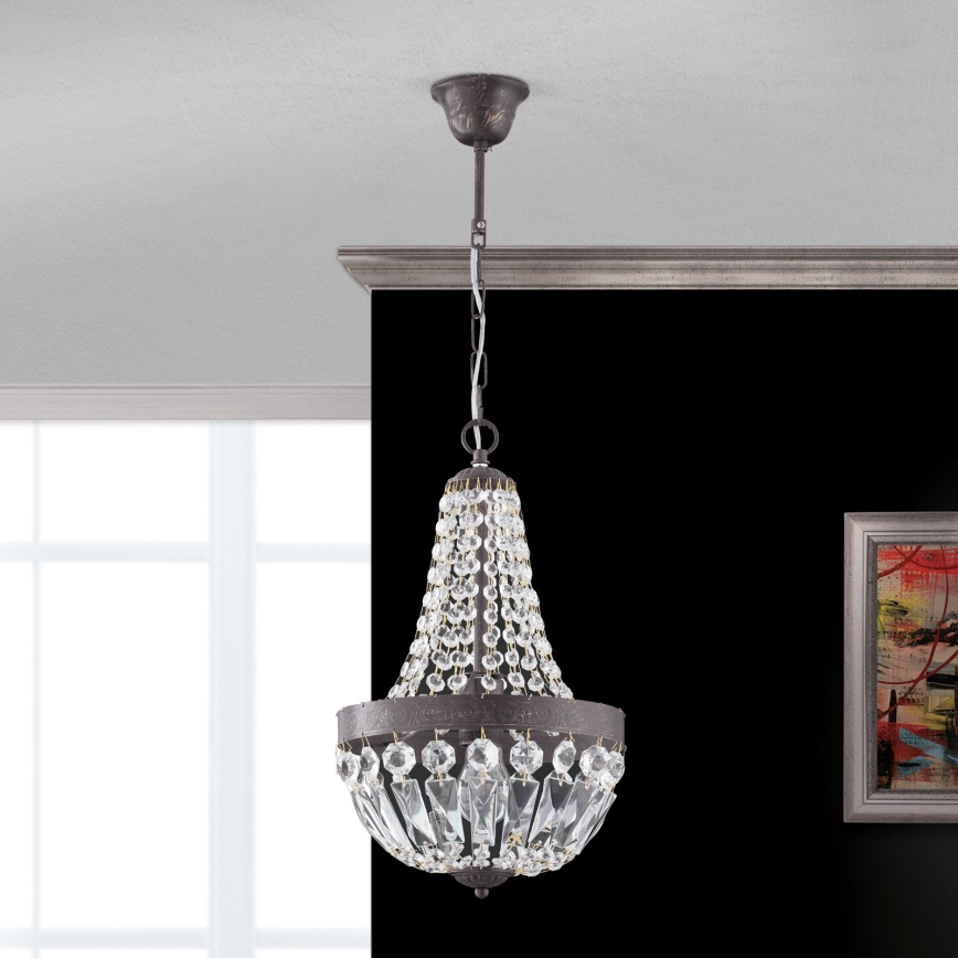 Kristall-lühter ARILA 1xE27/60W/230V d. 25,5 cm pruun/paatina