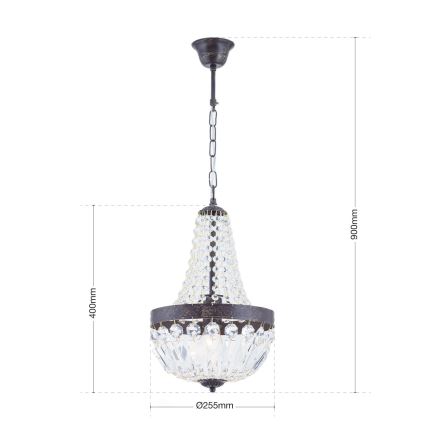 Kristall-lühter ARILA 1xE27/60W/230V d. 25,5 cm pruun/paatina