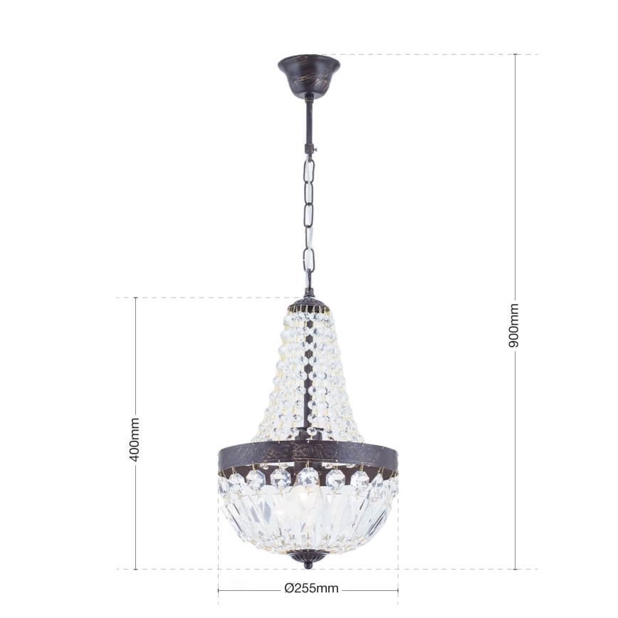 Kristall-lühter ARILA 1xE27/60W/230V d. 25,5 cm pruun/paatina