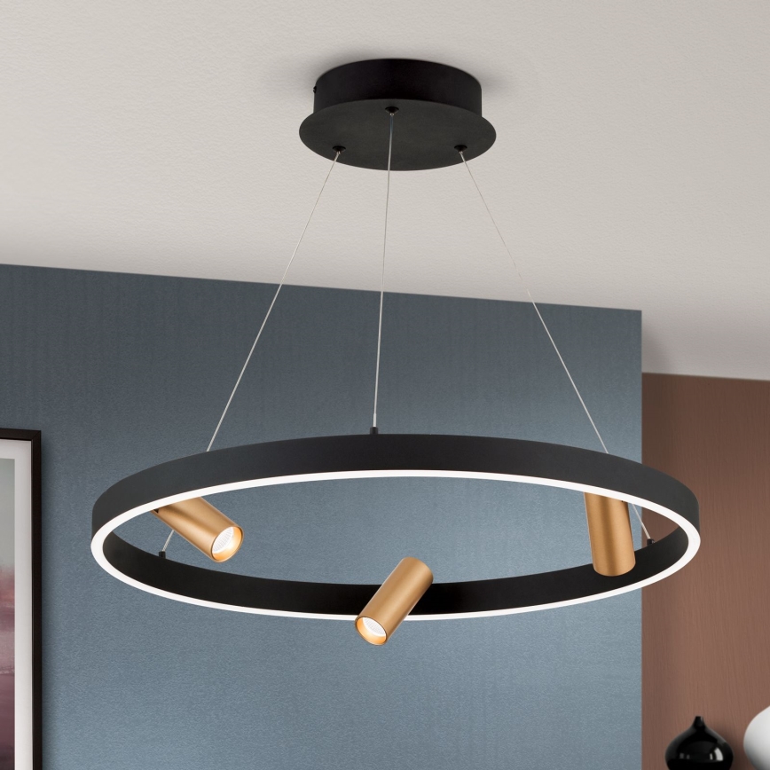 LED Hämardatav lühter BERLIN LED/50W/230V must/kuldne