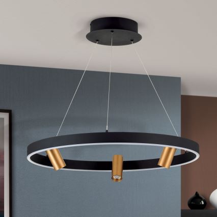 LED Hämardatav lühter BERLIN LED/50W/230V must/kuldne