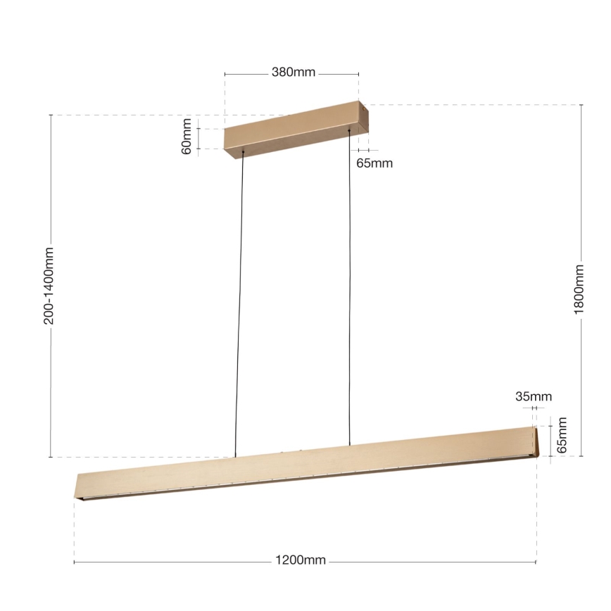 LED Hämardatav lühter TARA LED/44W/230V 2700/3800/4500/5700K kuldne