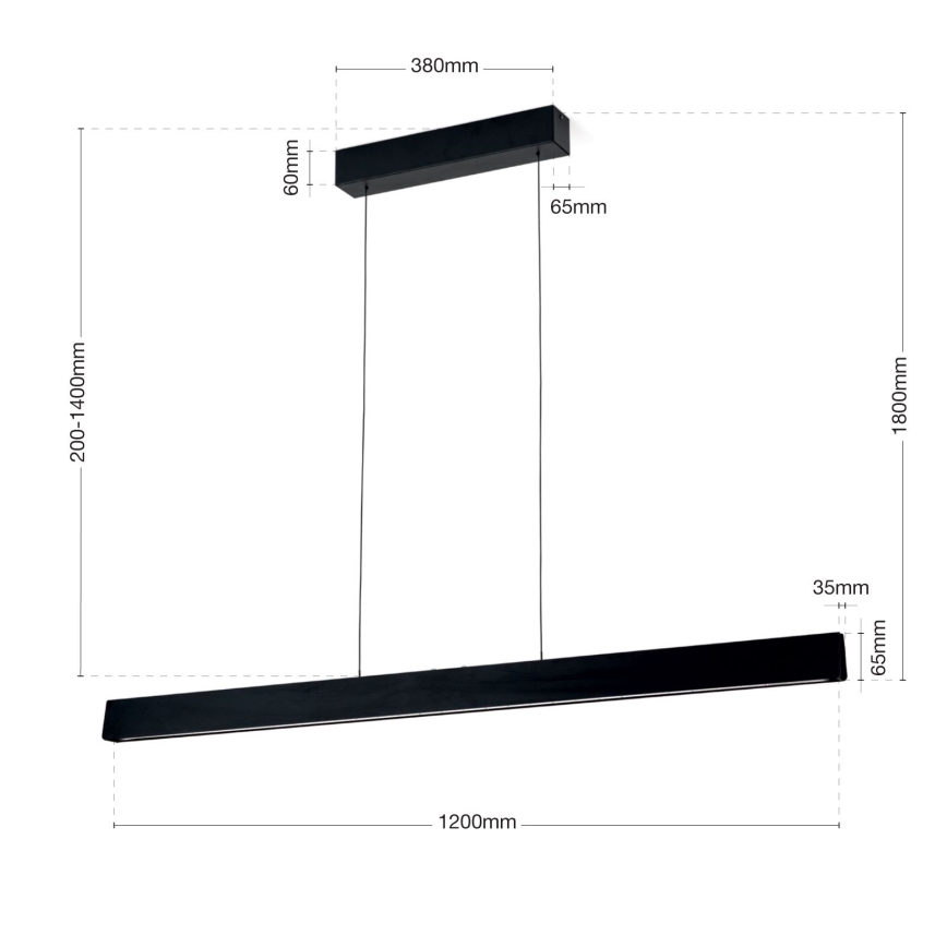 LED Hämardatav lühter TARA LED/44W/230V 2700/3800/4500/5700K must