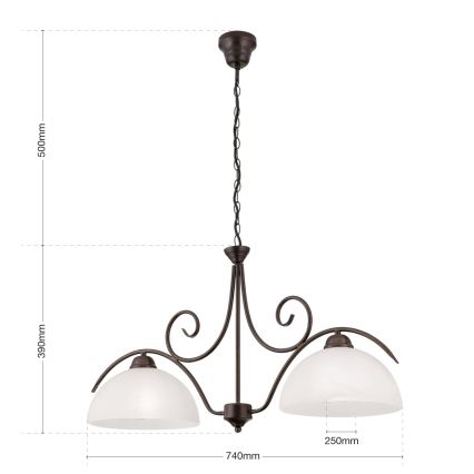 ketiga kroonlühter RULA 2xE27/40W/230V valge/pronks