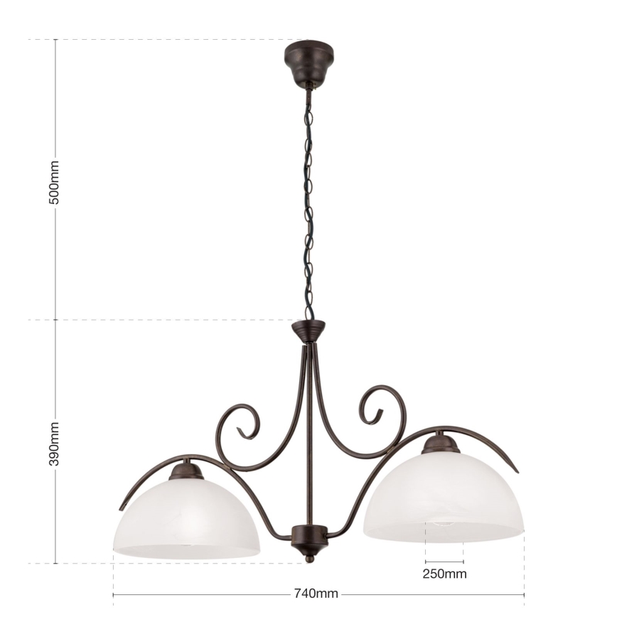 ketiga kroonlühter RULA 2xE27/40W/230V valge/pronks