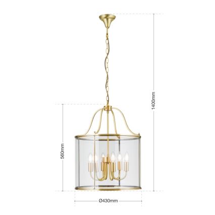 Ripplühter BRUNO ketiga, 6xE14/40W/230V, läbimõõt 43 cm, kuldne