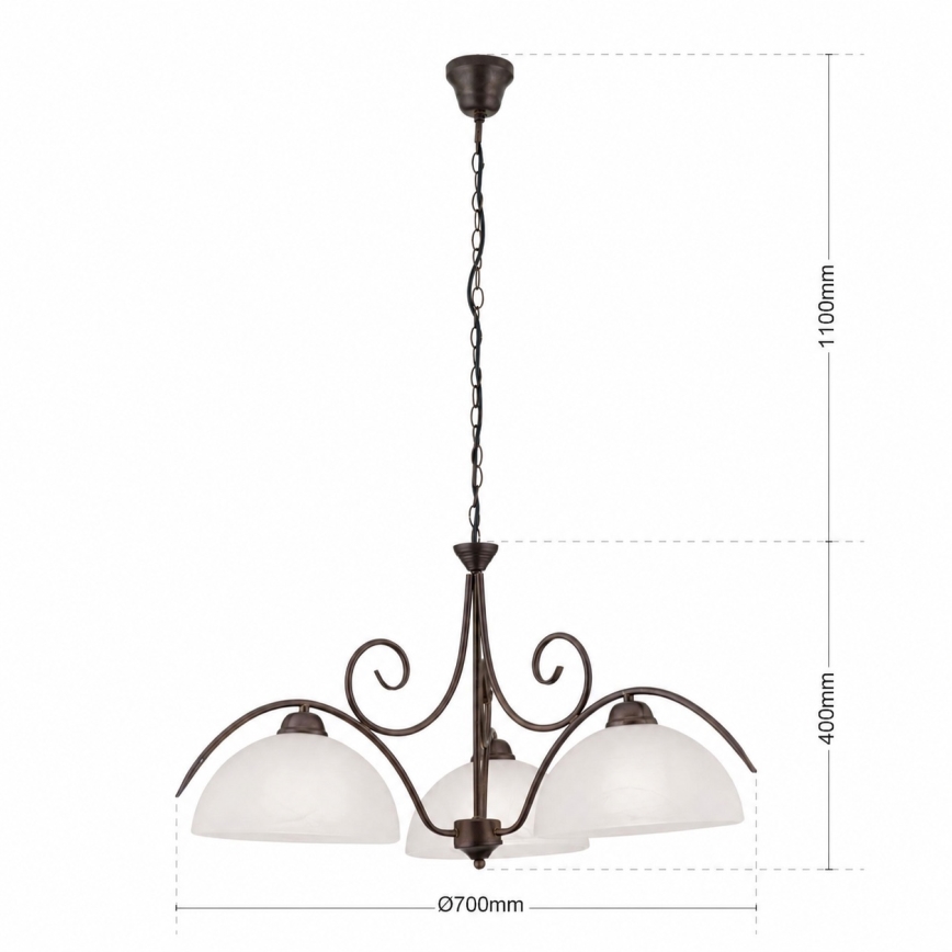 ketiga ripplühter RULA, 3×E27, maks. 40 W, 230 V, läbimõõt 70 cm, valge/pronks