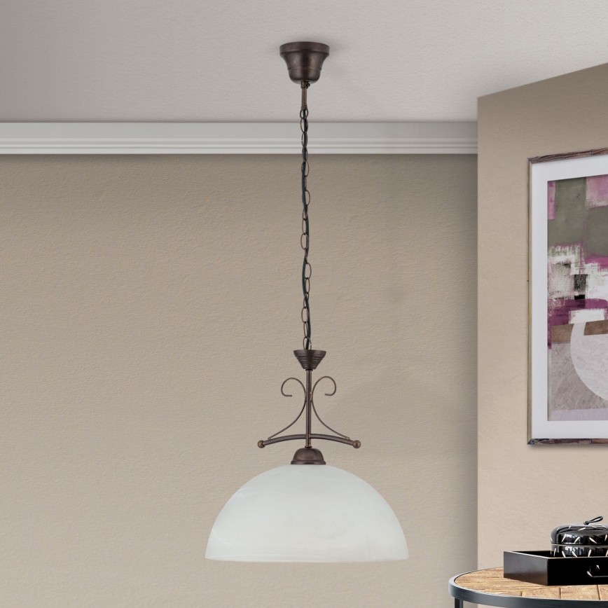 ketiga rippuv lühter RULA 1xE27/40W/230V Ø 35 cm valge/pronks