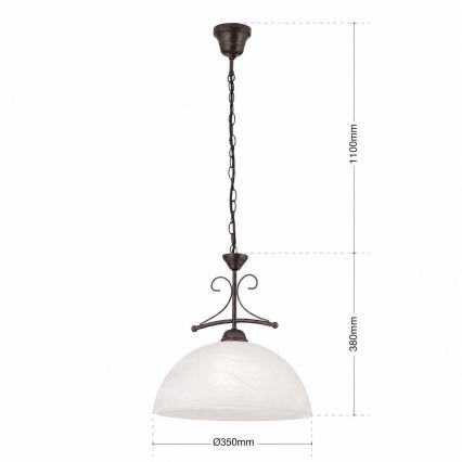 ketiga rippuv lühter RULA 1xE27/40W/230V Ø 35 cm valge/pronks