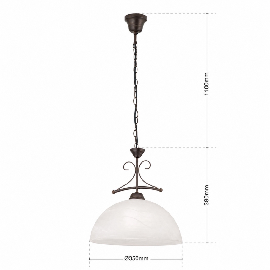 ketiga rippuv lühter RULA 1xE27/40W/230V Ø 35 cm valge/pronks