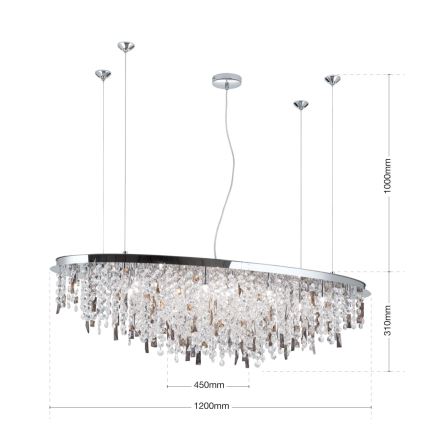 Kristall-lühter CRYSTALRIVER 21xG9/40W/230V läikiv kroom