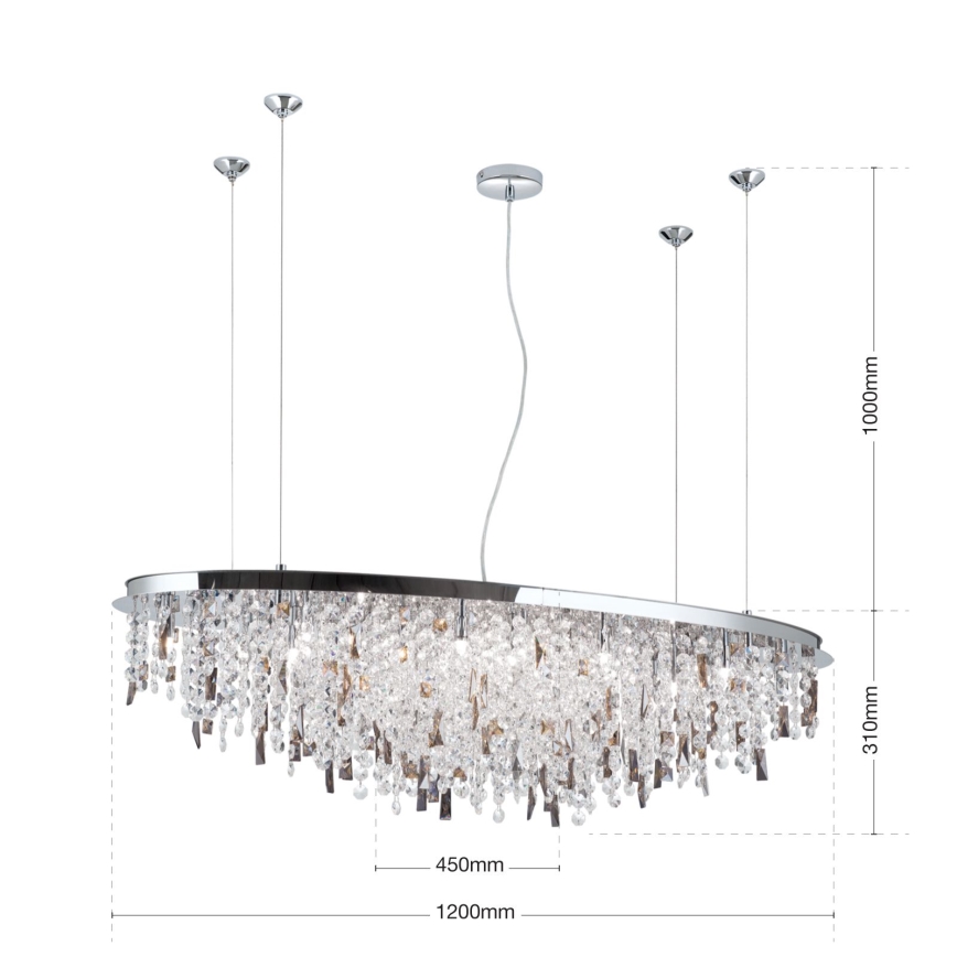 Kristall-lühter CRYSTALRIVER 21xG9/40W/230V läikiv kroom
