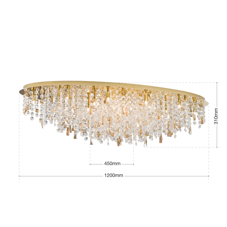 Kristallist laevalgusti CRYSTALRIVER 21xG9/40W/230V kuldne