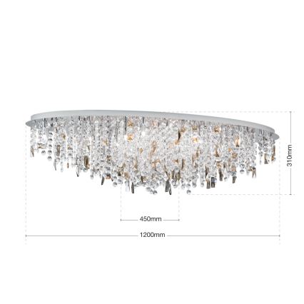 Kristallist laevalgusti CRYSTALRIVER 21xG9/40W/230V läikiv kroom