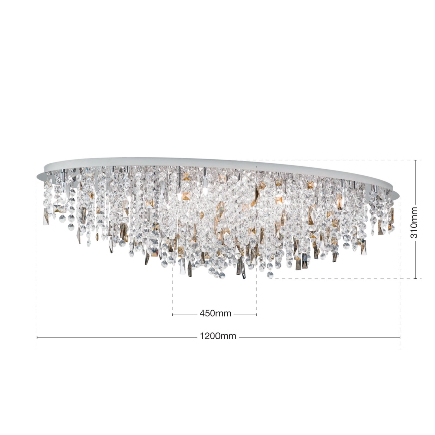 Kristallist laevalgusti CRYSTALRIVER 21xG9/40W/230V läikiv kroom