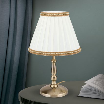 Laualamp TONIA 1xE27/60W/230V d. 25 cm valge/pronks