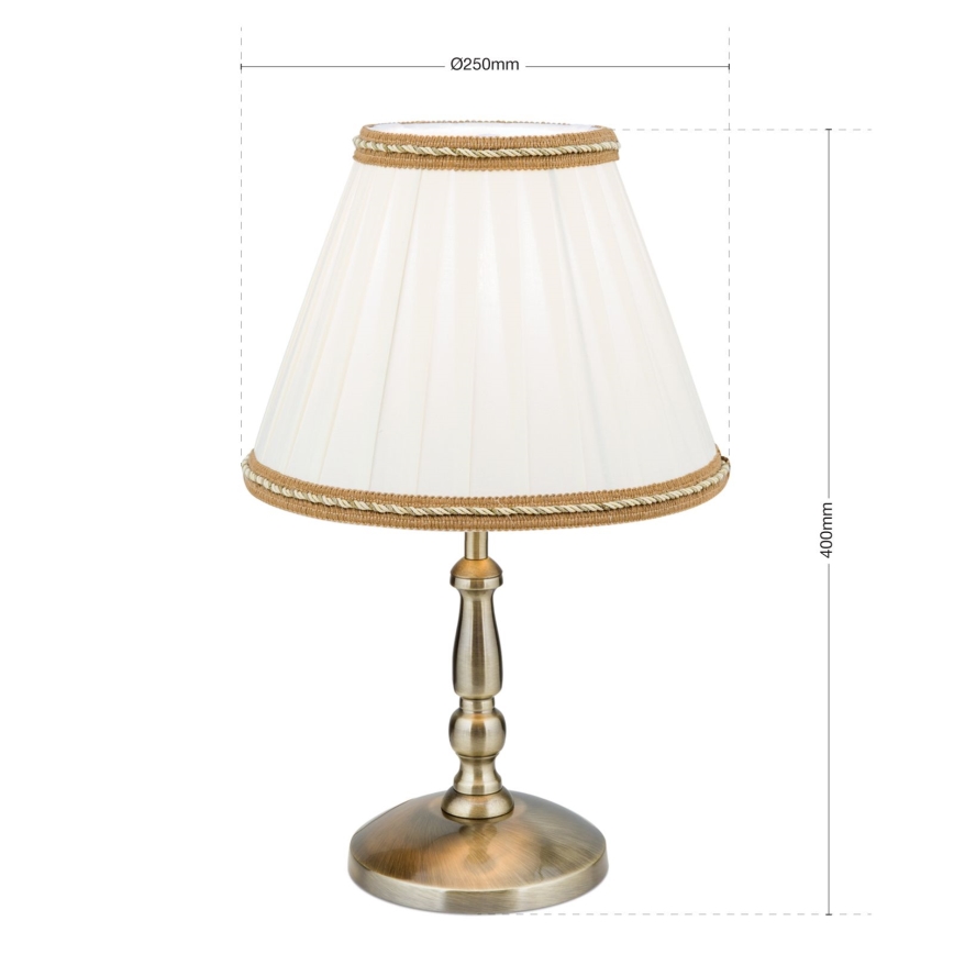 Laualamp TONIA 1xE27/60W/230V d. 25 cm valge/pronks