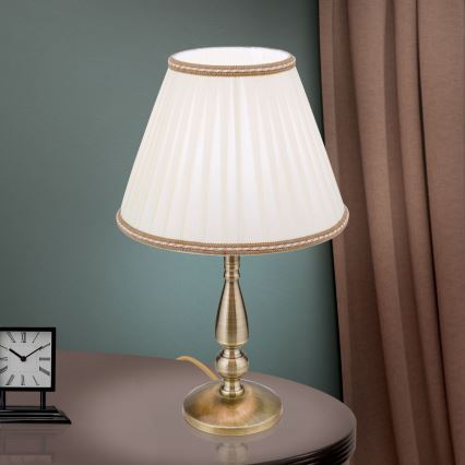 Laualamp TONIA 1xE27/60W/230V d. 30 cm valge/pronks