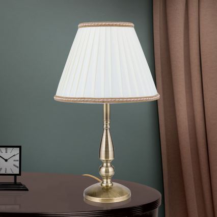 Laualamp TONIA 1xE27/60W/230V d. 30 cm valge/pronks