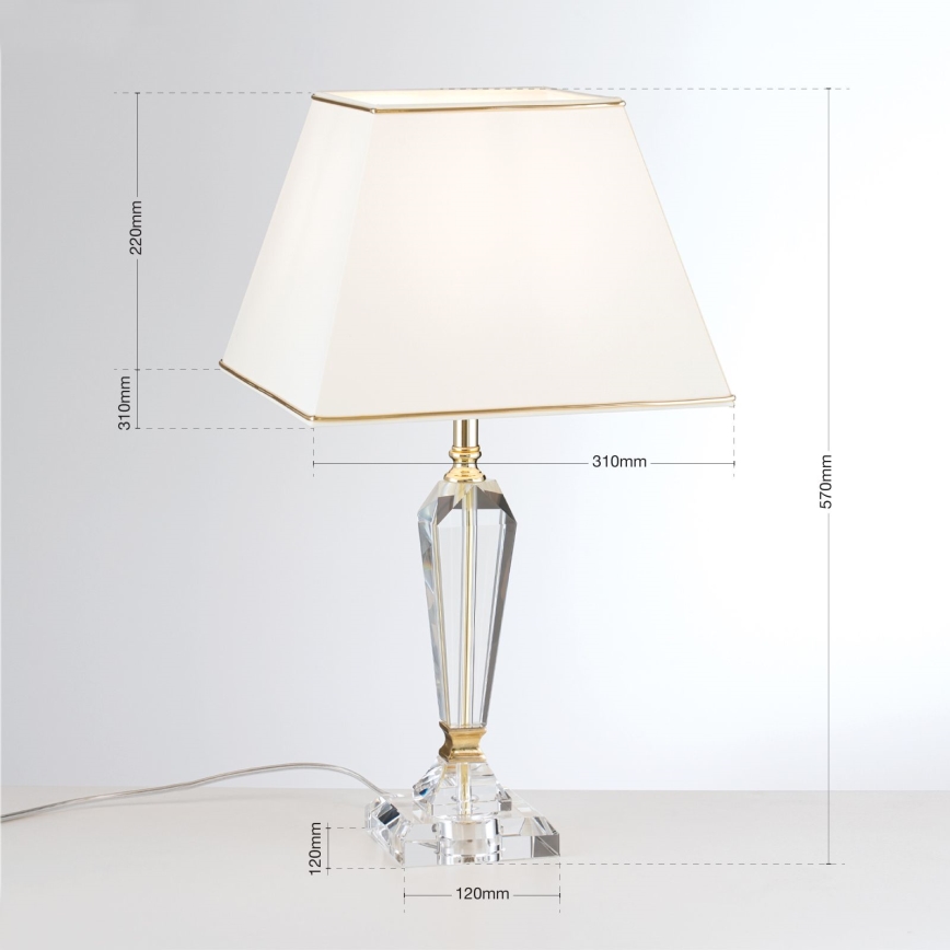 Kristallist laualamp VERONIQUE 1xE27/60W/230V kreemikas/kuldne