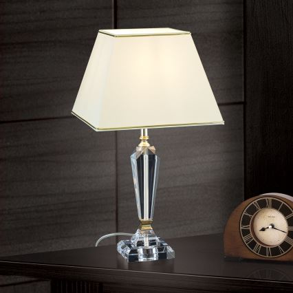 Kristallist laualamp VERONIQUE 1xE27/60W/230V kreemikas/läbipaistev