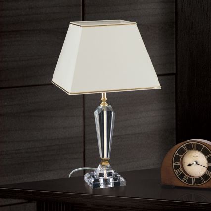 Kristallist laualamp VERONIQUE 1xE27/60W/230V kreemikas/läbipaistev