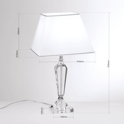 Kristallist laualamp VERONIQUE 1xE27/60W/230V valge/kroom