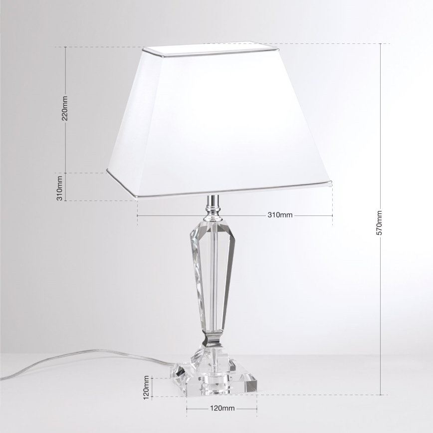 Kristallist laualamp VERONIQUE 1xE27/60W/230V valge/kroom