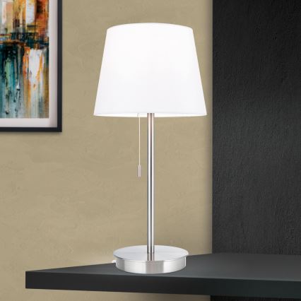 Laualamp USB pordiga LUDWIG 1xE27/40W/230V 50 cm valge/matt kroom