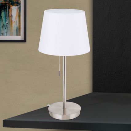Laualamp USB pordiga LUDWIG 1xE27/40W/230V 50 cm valge/matt kroom