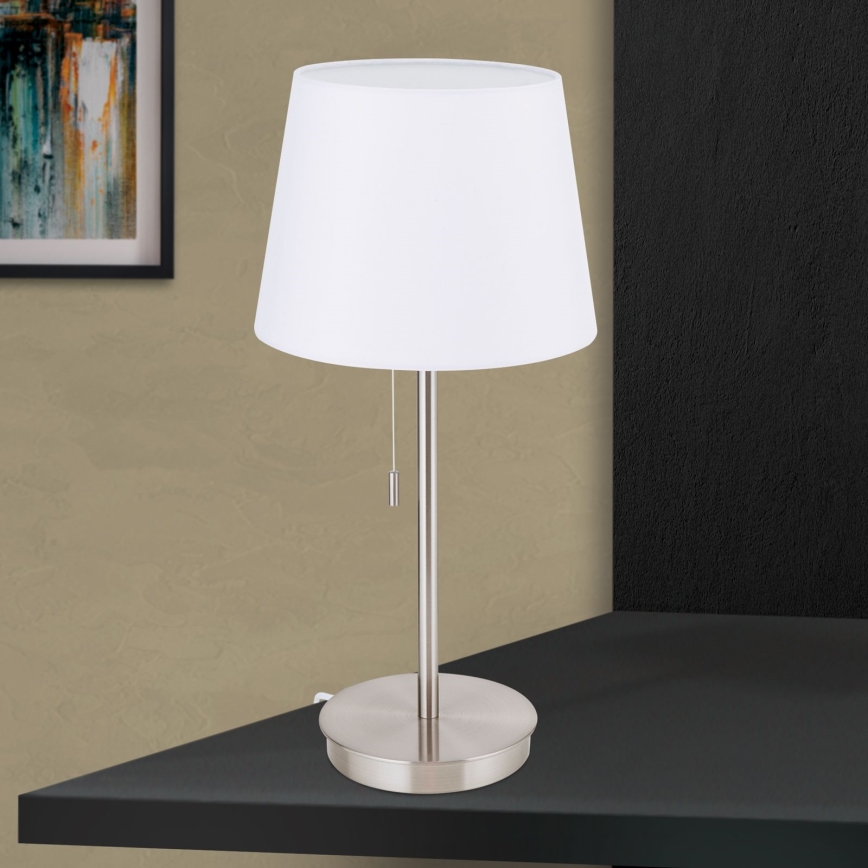 Laualamp USB pordiga LUDWIG 1xE27/40W/230V 50 cm valge/matt kroom