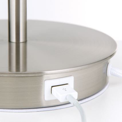 Laualamp USB pordiga LUDWIG 1xE27/40W/230V 50 cm valge/matt kroom