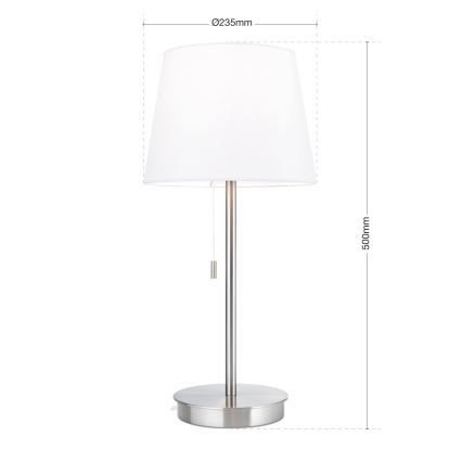Laualamp USB pordiga LUDWIG 1xE27/40W/230V 50 cm valge/matt kroom
