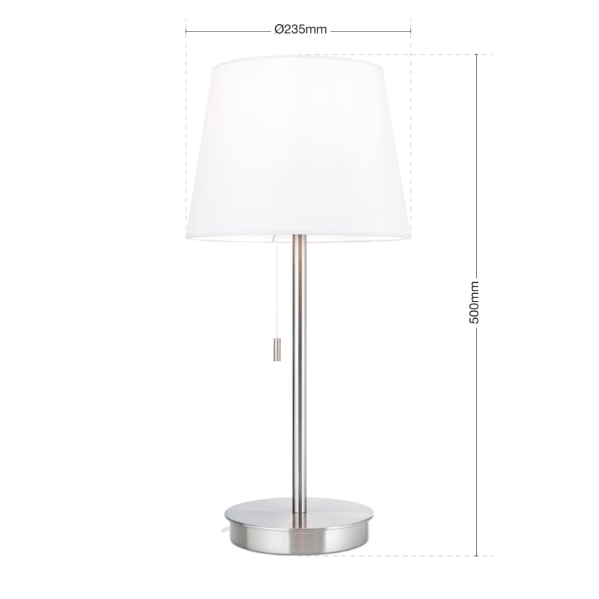 Laualamp USB pordiga LUDWIG 1xE27/40W/230V 50 cm valge/matt kroom