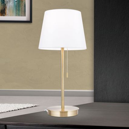 Laualamp USB pordiga LUDWIG 1xE27/40W/230V 50 cm valge/kuldne