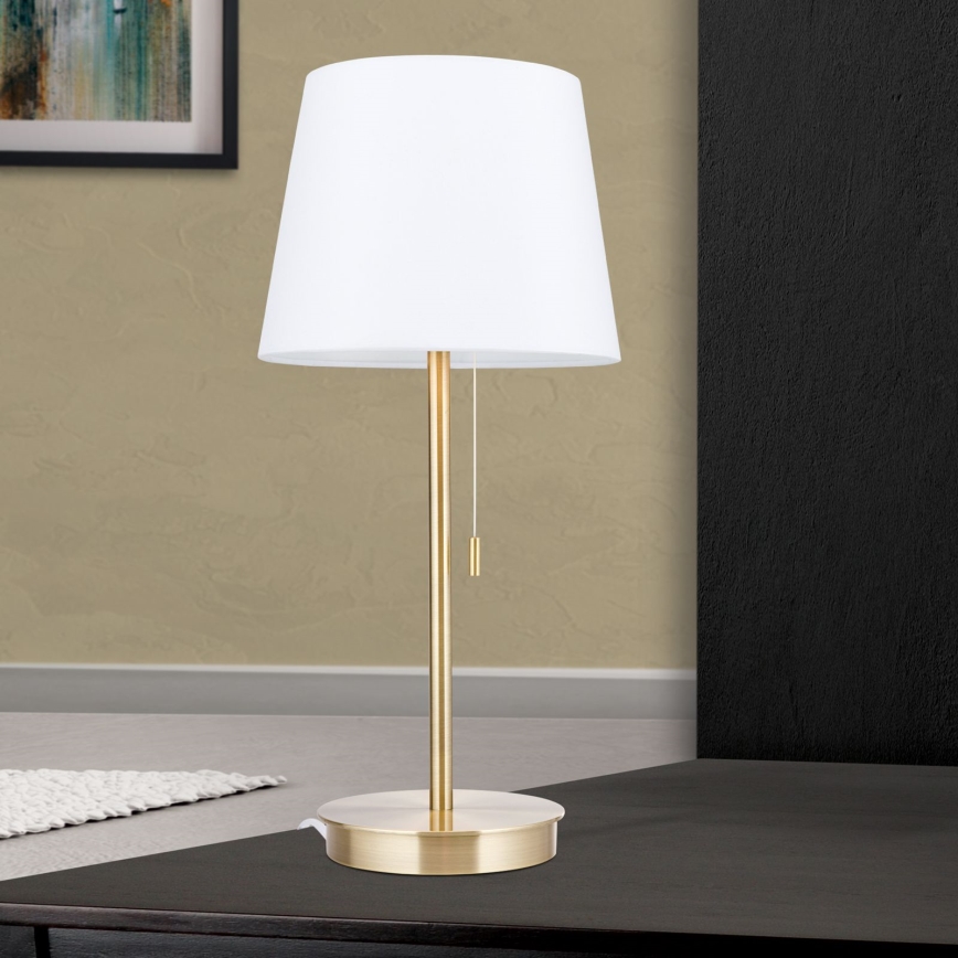Laualamp USB pordiga LUDWIG 1xE27/40W/230V 50 cm valge/kuldne