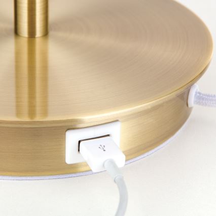 Laualamp USB pordiga LUDWIG 1xE27/40W/230V 50 cm valge/kuldne