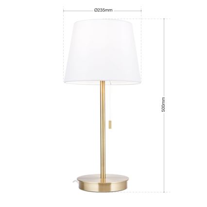 Laualamp USB pordiga LUDWIG 1xE27/40W/230V 50 cm valge/kuldne