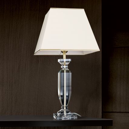 Kristallist laualamp POKAL 1xE27/60W/230V kreemikas/läbipaistev