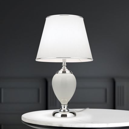 Laualamp OVUM 1xE27/40W/230V 48 cm keeramika valge/läikiv kroom