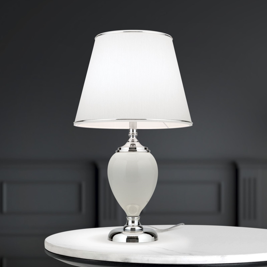 Laualamp OVUM 1xE27/40W/230V 48 cm keeramika valge/läikiv kroom