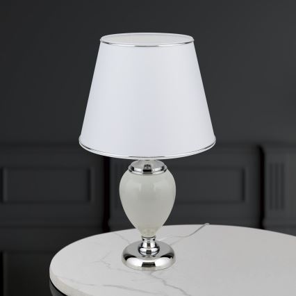 Laualamp OVUM 1xE27/40W/230V 48 cm keeramika valge/läikiv kroom