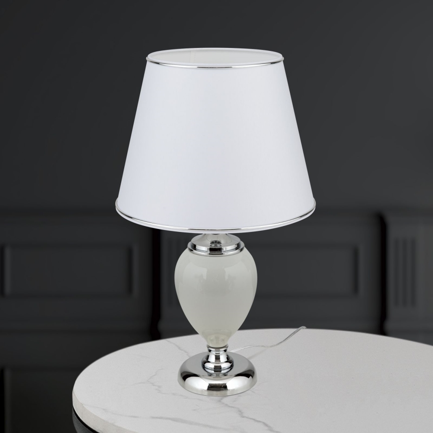 Laualamp OVUM 1xE27/40W/230V 48 cm keeramika valge/läikiv kroom