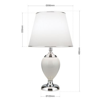 Laualamp OVUM 1xE27/40W/230V 48 cm keeramika valge/läikiv kroom