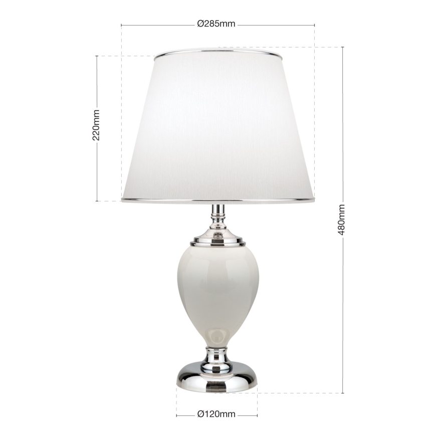 Laualamp OVUM 1xE27/40W/230V 48 cm keeramika valge/läikiv kroom